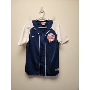 Childs size Nike Team New York NY Yankees MLB Navy Baseball Jersey Sewn Large